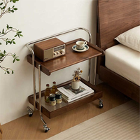 Meuble de salon moderne de style nordique en bois massif, chariot de rangement mobile, table d'appoint à pousser pour appartement et salle à manger
