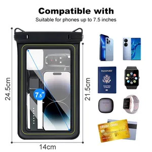 Cell Phone Waterproof Bag New 7.5 Inch Floatable Water Proof Cellphone Dry Crossbody Bag Plus IPX8 PVC Waterproof Mobile Phone Pouch Bag For Water Sports