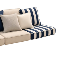 Coussin marin modulaire en mousse haute densité, résistant aux UV, hydrofuge, à séchage rapide, bleu marine rayé, sur mesure pour extérieur