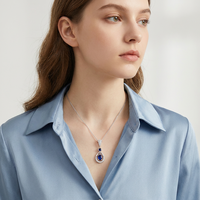Collier pendentif goutte d'eau en zircon bleu délicat ZG, couleur argent, bijou solitaire à breloque en forme de goutte
