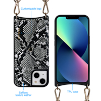 Étui de téléphone à bandoulière en cuir PU de luxe à texture de serpent avec porte-carte pour iPhone 17 16 15 Pro Max étui à motif python avec sangle