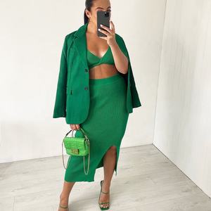 OUDINA – haut court tricoté à dos ouvert pour femme, ensemble 2 pièces, jupes, tenues, jupe en tricot, collection <span class=keywords><strong>2022</strong></span> - Product Image 2