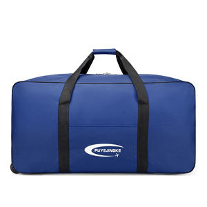 Large Capacity Oxford Cloth Holdall <b>Wheeled</b> Weekender Folding Barrel Bag <b>Duffel</b> Travel Bag Letter Pattern Luggage Bag - Product Image 5