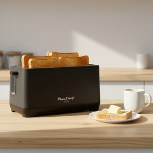 Grille-pain Plum Chef 4 tranches noir mat à fentes extra larges, 6 niveaux de dorure, fonctions bagel, décongélation et réchauffement - Product Image 2