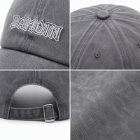 Casquette de baseball personnalisée délavée en sergé de coton gris anthracite, 6 panneaux, broderie gothique, sangle réglable, unisexe, style Dad Hat, OEM ODM