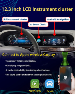 Écran double numérique, tableau de bord Android 13, autoradio multimédia LCD, GPS Navi pour Benz Classe S W221 06-13, CarPlay Auto - Product Image 4