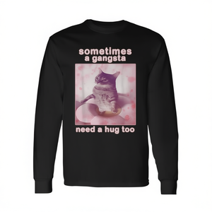 A veces, también a los gangsters les necesita un abrazo, camiseta de manga larga con diseño de gato y meme. - Product Image 2