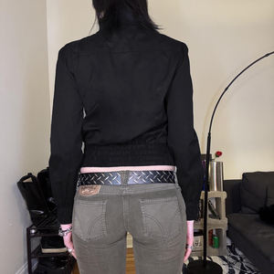 Chaqueta tejida con cuello alto y cremallera plisada de color liso para mujer, estilo Y2K, informal, versátil y a la moda. - Product Image 4