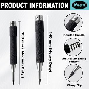 Assorts Center <b>Punch</b> Set 130mm 140mm Spring Loaded Adjustable Knurled Handle CR-V Steel - Product Image 3