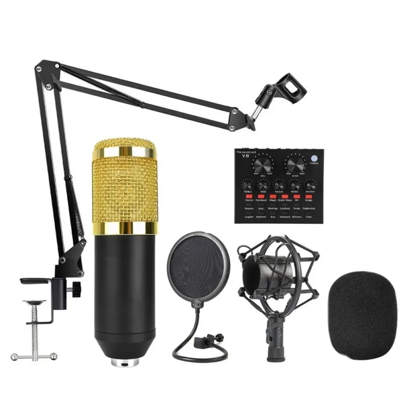 bm 800 Microphone Studio Recording Kits bm800 Condenser Microphone for Computer Phantom Power bm-800 Karaoke mic V8 Sound Card