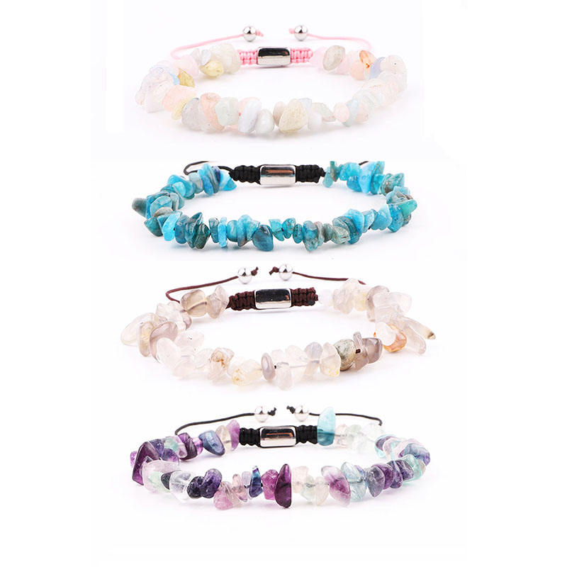 Natural Stone Chips Bracelet Women Gemstone Amethyst/Moonstone