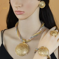 Joyería nupcial Arabia Saudita chapado en oro collar anillo pendientes pulsera anillo árabe mujeres boda joyería conjunto