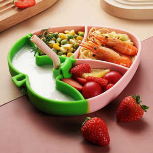 Cookkiss bebek silikon çilek yemek kaşığı çatal plaka çatal bıçak kaşık seti çocuklar için güvenli besleme - Product Image 4