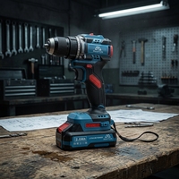 Perceuse sans fil Li-ion 20V, moteur sans balais, couple max. 60 N.m, vitesse variable, mandrin 13 mm sans clé, pour bricolage métal, OEM