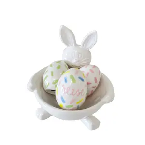 3D bunny easter gift set tableware ceramic rabbit bowl for fruit dessert candy