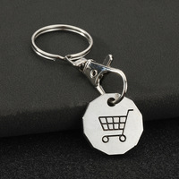 Porte-clés porte-monnaie pour chariot de courses avec logo personnalisé, en alliage de zinc, jeton octogonal, mousqueton, cadeau promotionnel