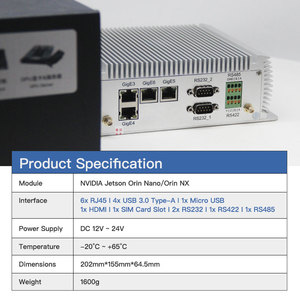 คอมพิวเตอร์อุตสาหกรรม Orin NX 16G 100T 128G พร้อมพอร์ตเครือข่ายหลายพอร์ตสำหรับขยาย AI รุ่น Plink 11F1E6 -ONX16G-128G E - Product Image 3