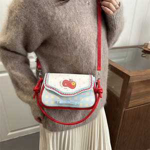 2026 New Niche Apple Shape <b>Bag</b> Lace <b>Patchwork</b> Shoulder Crossbody <b>Bag</b> Cute Girls Designer Handbag - Product Image 4