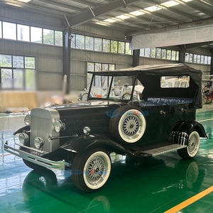 Coche Eléctrico Vintage Personalizado Zhenda con Carrocería Negra, Interior Azul, Vehículo Retro Antiguo, Lujoso y Elegante para Bodas y Eventos - Product Image 2