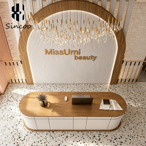 Wholesale Italy Best Selling Curved Luxury Spa Nail Salon Counter Front <b>Table</b> Custom Sizes Modern Beauty Salon Reception Desk - Product Image 4