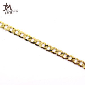 S0286 <span class=keywords><strong>Tobillera</strong></span> de Cadena Simple Chapada en Oro Real de 18K, Estilo Cubano - Product Image 3