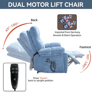 Fauteuil inclinable électrique surdimensionné bleu à double moteur, avec massage chauffant à positions infinies, <span class=keywords><strong>8</strong></span> nœuds de vibration, capacité de 350 lb et poches latérales - Product Image 3