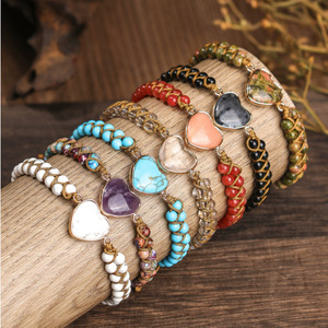 Pulsera de Macramé con Cristales Curativos Rectangulares, Doble Capa, Hecha a Mano con Piedras Preciosas de Amatista y Cuarzo Rosa, para Yoga, para Mujer - Product Image 2