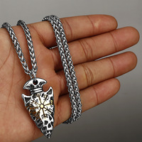 Vintage Viking Nordique Rune Croix Pendentif Collier Homme Acier Inoxydable Geometrique Symbole Retro Amulette Cadeau Bijou