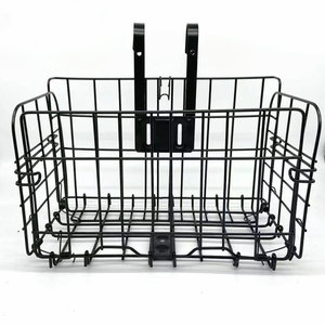Bicycle Folding Basket Black <b>Iron</b> Quick Release Handlebar Mount Front Rear Hanging Bike Accessory - Product Image 1