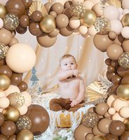 150 pièces ballons bruns guirlande arc Kit 18 "12" 10 "marron Nude Blush Tan neutre Beige or ballons pour Woodland ours en peluche bébé