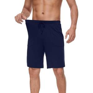 Pantalones Cortos de Pijama Personalizados para Hombre, de Viscosa de Bambú, Tejido Suave, Pantalones Cortos de Dormir de Verano, Color Azul Marino, Talla Pequeña - Product Image 6