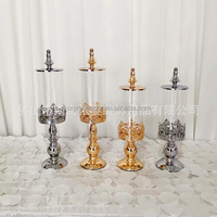 Centre de table de mariage de style européen, pot à bonbons en métal doré, décoration de table de dessert, bougeoir, pot de rangement pour biscuits et snacks
