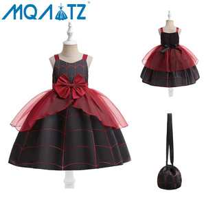 Halloween Wedding <span class=keywords><strong>damigella</strong></span> d'onore Vintage Ruffle Pageant Party Dress Flower Girl Princess Black Dress con borsa AWS026 - Product Image 3