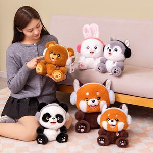 Serie de dibujos animados, juguete de peluche, auriculares, <span class=keywords><strong>mapache</strong></span>, Panda, Husky, conejito, muñeca, relleno de algodón PP para dormir de los niños, juguetes de animales de peluche - Product Image 2