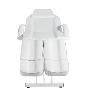 Table de massage pliable blanche à 3 sections, lit de salon pliable, cadre métallique, table de traitement de beauté et de spa réglable - Product Image 4