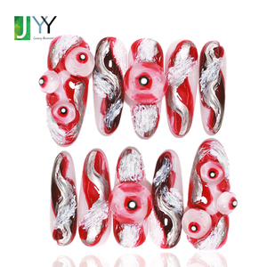 Ongles à presser 3D en gel motif œil maléfique, design <span class=keywords><strong>original</strong></span> et amusant, 10 pièces, <span class=keywords><strong>faux</strong></span> ongles en acrylique peints à la main, personnalisés, uniques et faits à la main - Product Image 1