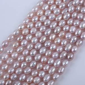 Cadena de Perlas de Agua Dulce Naturales al por Mayor de 18 cm, 6-7 mm, Perlas Sueltas Semiterminadas de Color Blanco y Rosa para Joyería, Zhuji - Product Image 4