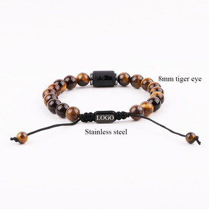 Fábrica de joyería OEM diseño piedra Natural hombres pulsera marrón <span class=keywords><strong>Ojo</strong></span> de Tigre 12 Zodiaco astrología amistad pulsera logotipo personalizado - Product Image 3