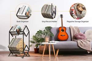 <strong>Record</strong> Storage Holder, Holds up to 160-200 LPs, Metal Vinyl <strong>Record</strong> Organizer Stand Magazine <strong>Record</strong> <strong>Rack</strong> - Product Image 6