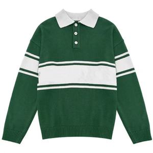 Pull Classique en Tricot 100% Coton pour Homme Manches Longues Rayures Vintage Col Revers pour Chemise Respirant Séchage Rapide Anti-Froissage - Product Image 2