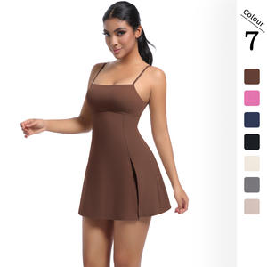 Vestido de Tenis y Pickleball de una Pieza para Mujer con <span class=keywords><strong>Falda</strong></span> Corta de Spandex/Nailon de Secado Rápido, Escote sin Tirantes y Bolsillos - Product Image 6