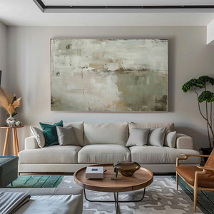 Tùy Biến Khách Sạn Tác Phẩm Nghệ Thuật Trung Tính Bức Tranh Trừu Tượng Trên Vải Sage Màu Xanh Lá Cây Tối Giản Tường Nghệ Thuật Màu Be Kết Cấu Wabi-Sabi Tường Nghệ Thuật - Product Image 5