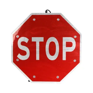 Aluminum Road Safety LED Solar Power Road Safety Stop Street Signs Boards Traffic Sign