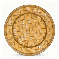 Assiette de présentation en PP dorée sur mesure, panier tressé en rotin, assiette décorative en plastique gaufré pour la décoration de table de mariage et de fêtes