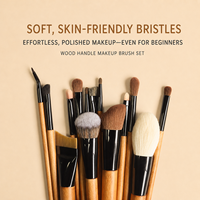 Großhandel 14-teiliges Ziegen- und Pferdehaar Make-up Pinsel Set mit Synthetikfasern Ultra Weiche Holzgriffe Gesichts- und Augenpinsel mit Eigenem Logo
