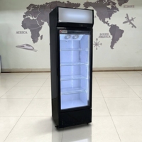 Réfrigérateur commercial vertical à grande capacité, à refroidissement direct, à température unique, avec finition marbre, pour boissons et bières