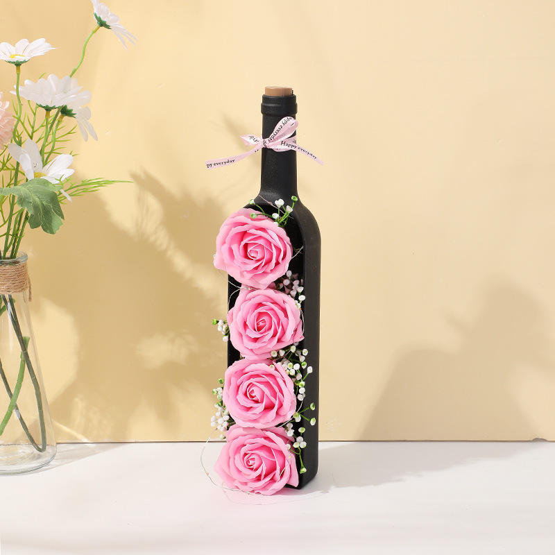 Pink black wine bottle