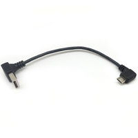 Kabel USB A Male 2.0 Sudut 90 Derajat ke Bawah ke Kabel USB Micro Sudut Kiri untuk Pengisian Daya