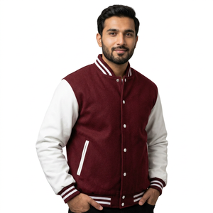 Veste de baseball universitaire pour homme en cuir avec logo personnalisé, manches en cuir, broderie, noire, 2025 - Product Image 1