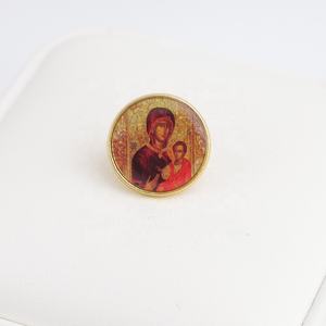 0.7 pouces ton or rond grec chrétien orthodoxe vierge marie de la <span class=keywords><strong>Passion</strong></span> Panagia Soumela épinglette métal religieux moulé Style - Product Image 2